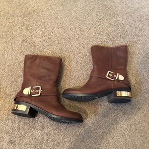 Vince Camuto Windy Moto Boots in Chestnut